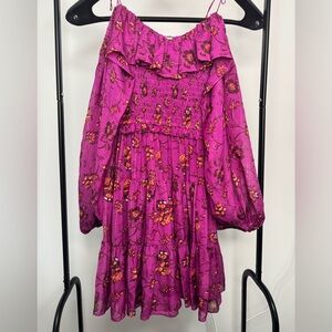 Ulla Johnson Silk Blend Puff Long Sleeve Floral Babydoll Dress